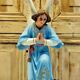 Large altar angel 42.5 cm plaster church statue sulphide eyes XIX