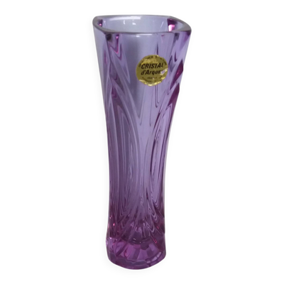 Vase soliflore en cristal violet mauve ciselé, Cristal d’Arques