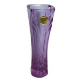 Violet mauve cut crystal soliflore vase, Cristal d’Arques