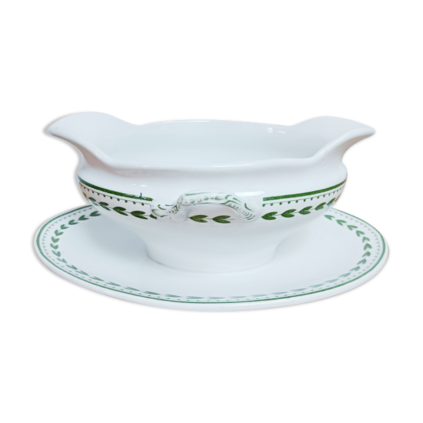 Saucière ancienne terre de fer BFK Boch La Louvière Laurier