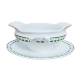 Old iron clay sauce boat BFK Boch La Louvière Laurier