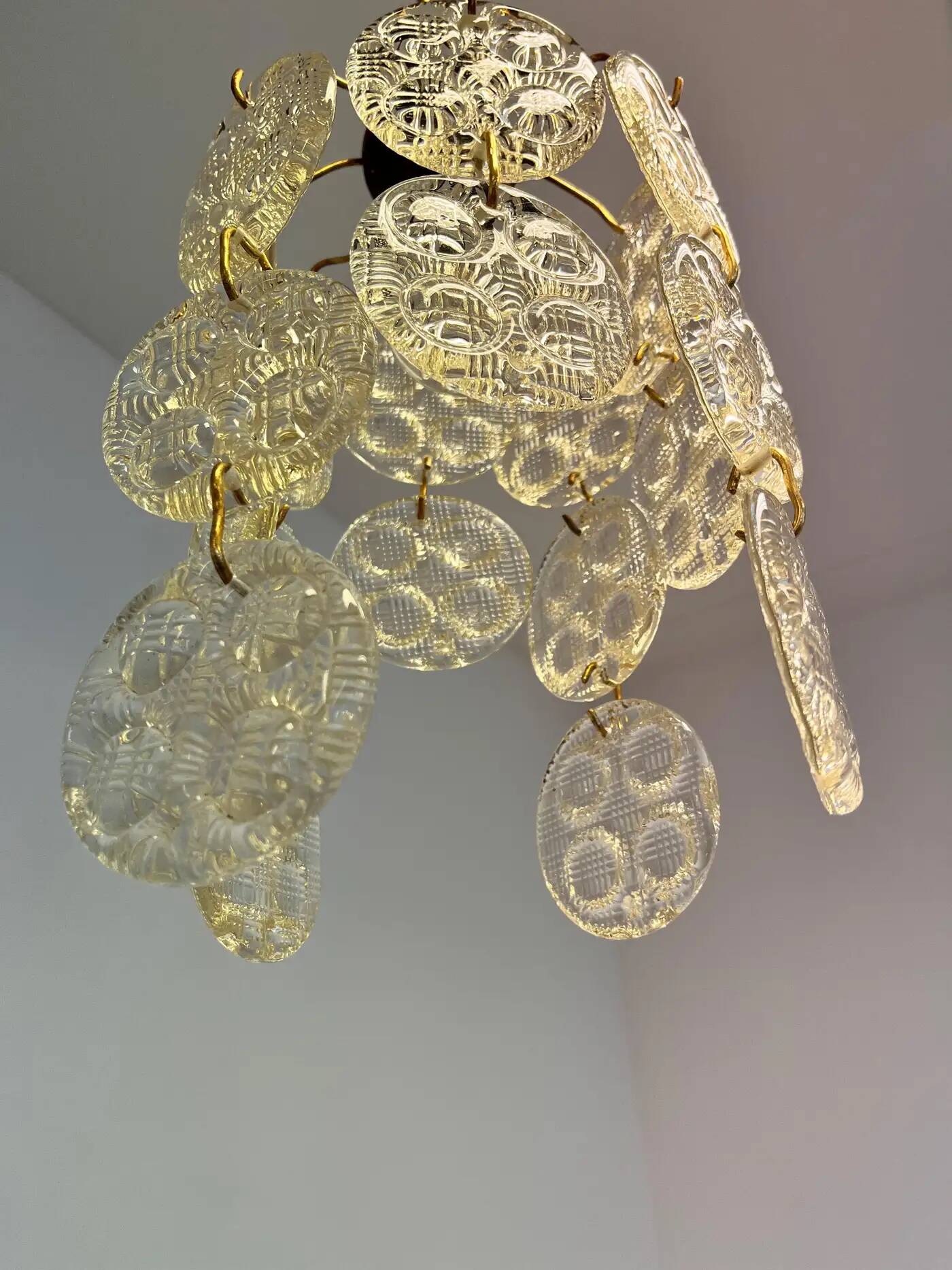 Design brass and glass pendant / chandelier by Zelezny Brod, 1970s