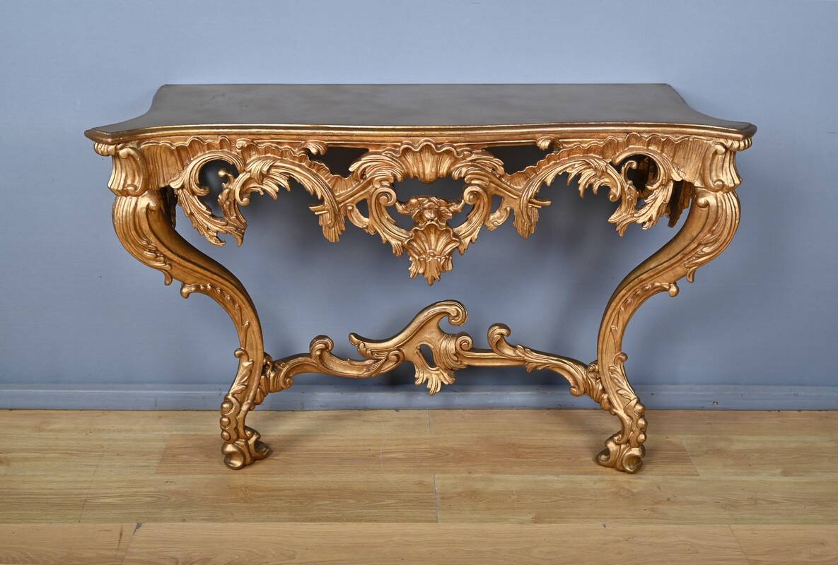 Important wall console in gilded wood, Louis XV style – Mid 20th century