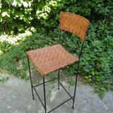 Paire de tabourets de bar en cuir vintage