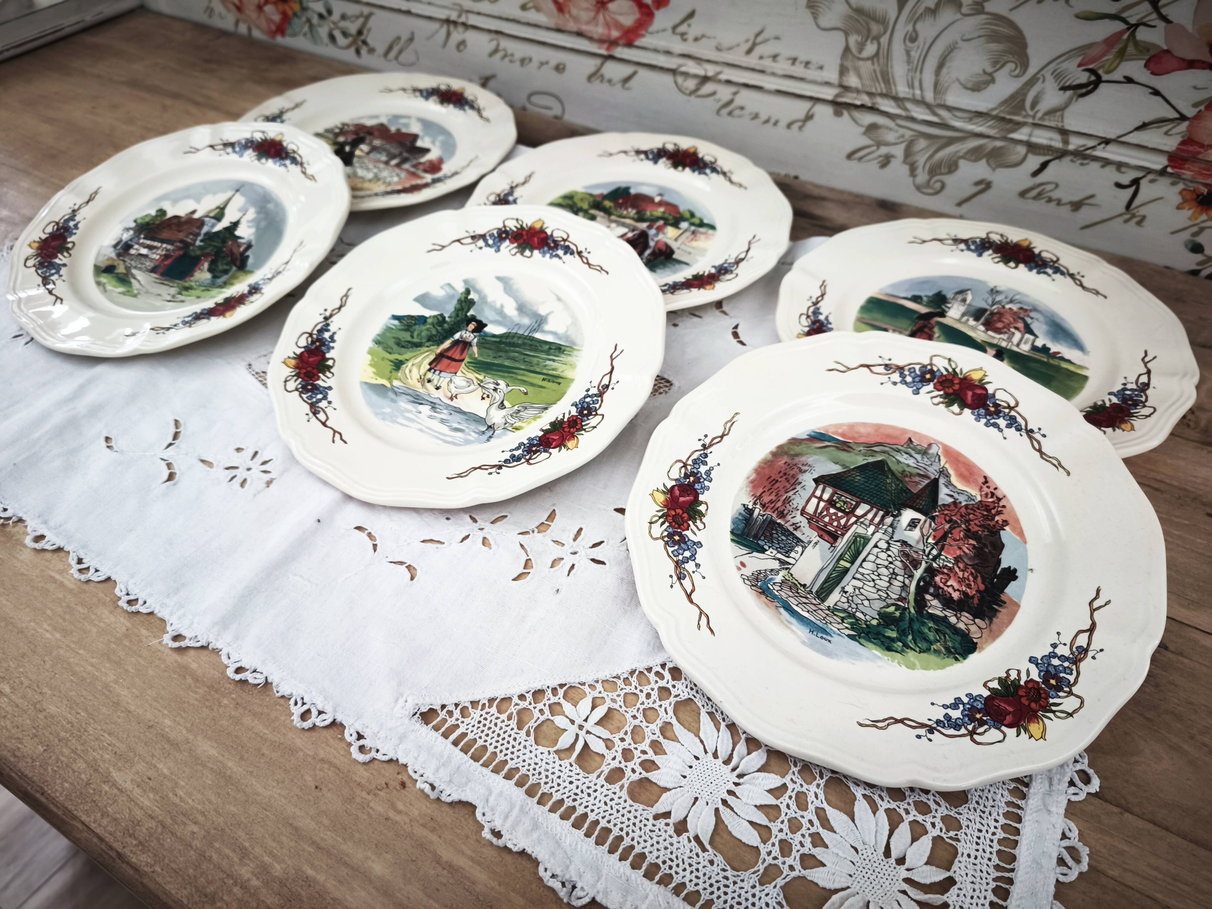 Set of 6 dessert plates Sarreguemines model Obernai
