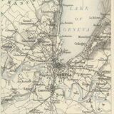 Antique Map of Switzerland circa 1869, W.A.K Johnston General Atlas