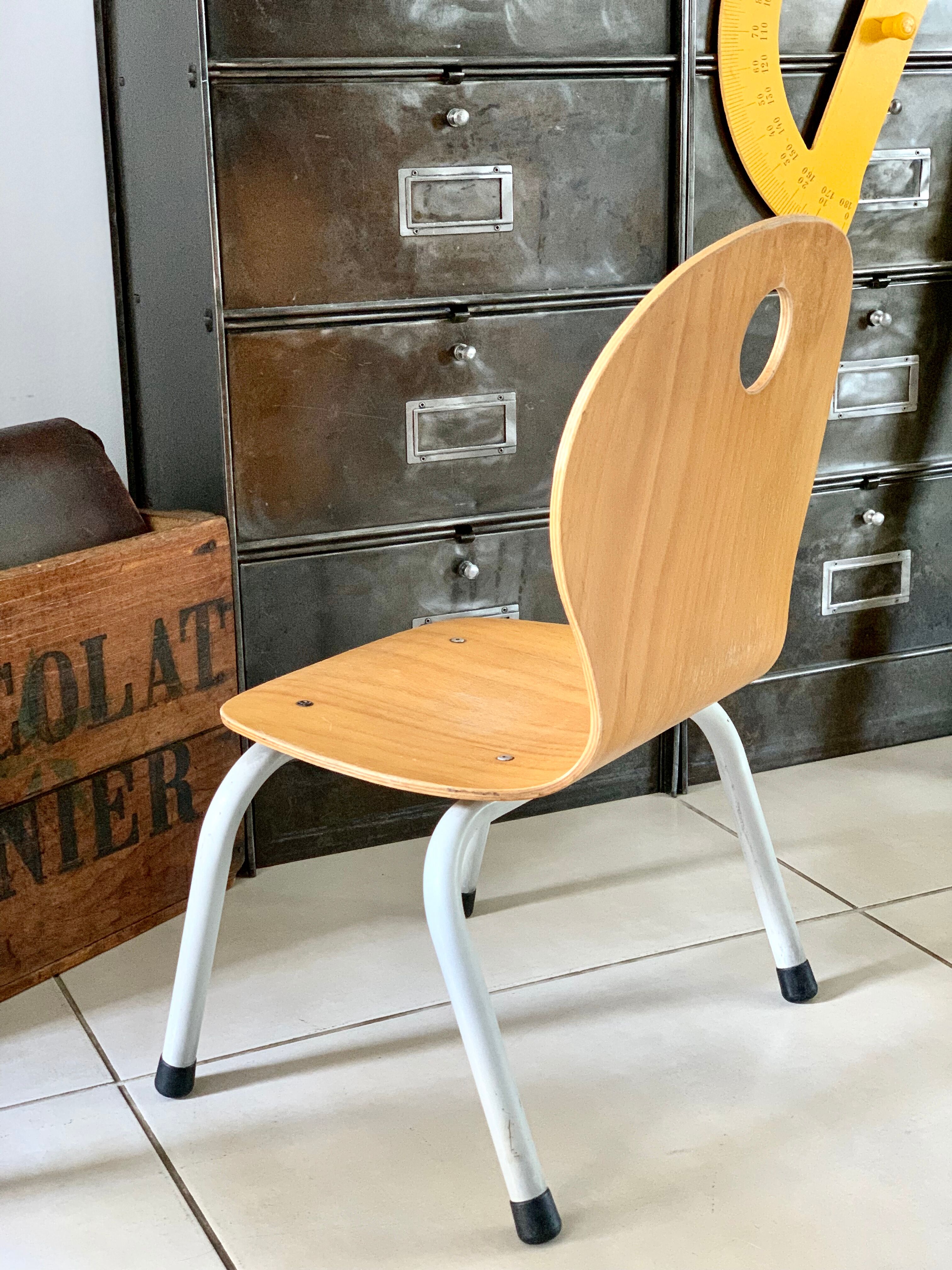 Chaise enfant bois et metal