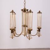 Lustre vintage des années 60 en laiton et verre design japonais