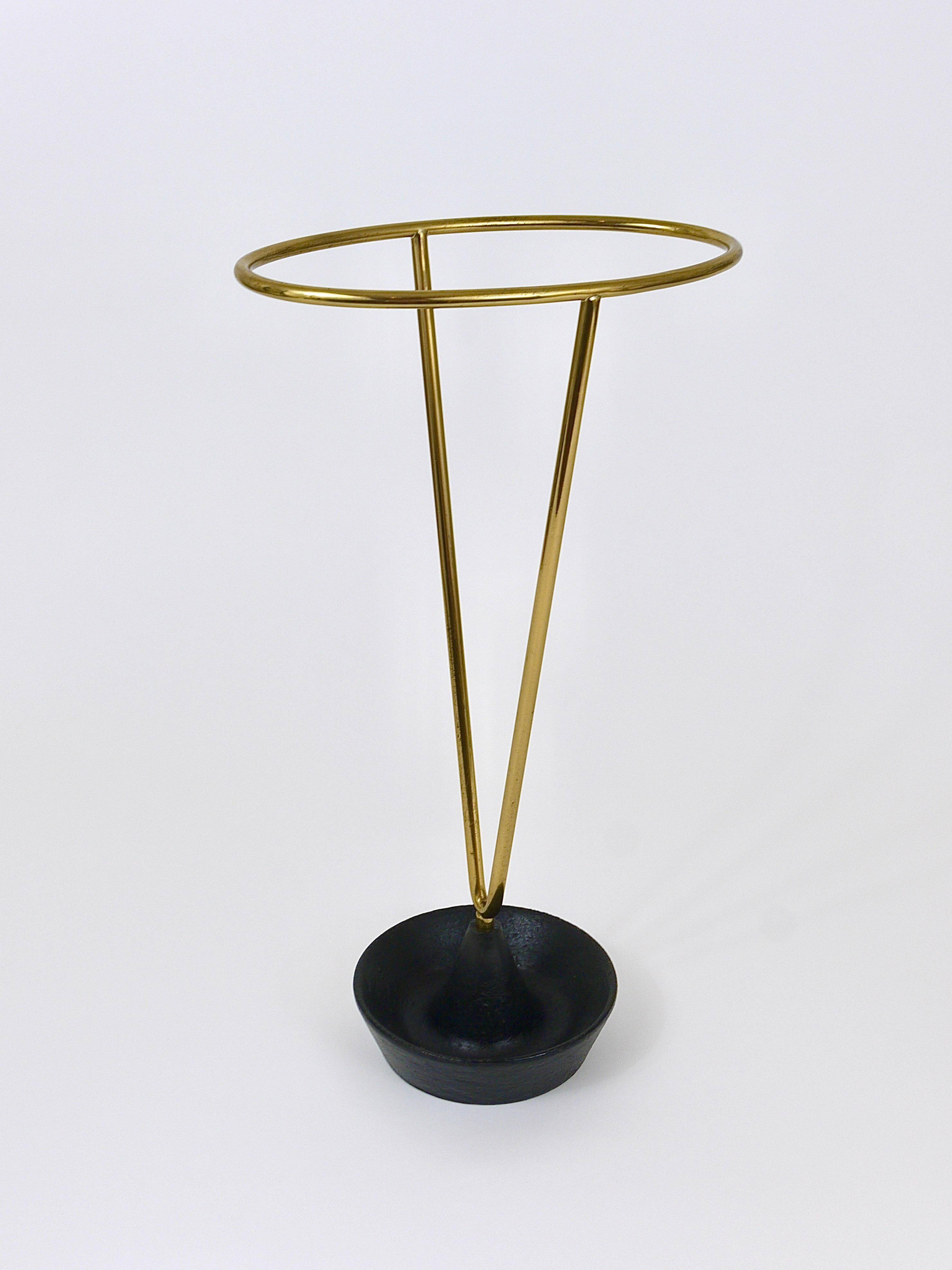 Carl Auböck Umbrella Stand in Brass and Cast Iron, Mid-Century, Austria, 1950s
