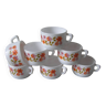 Lot de 7 anciennes tasses Arcopal décor floral scania années 1970/80 déco rétro cuisine