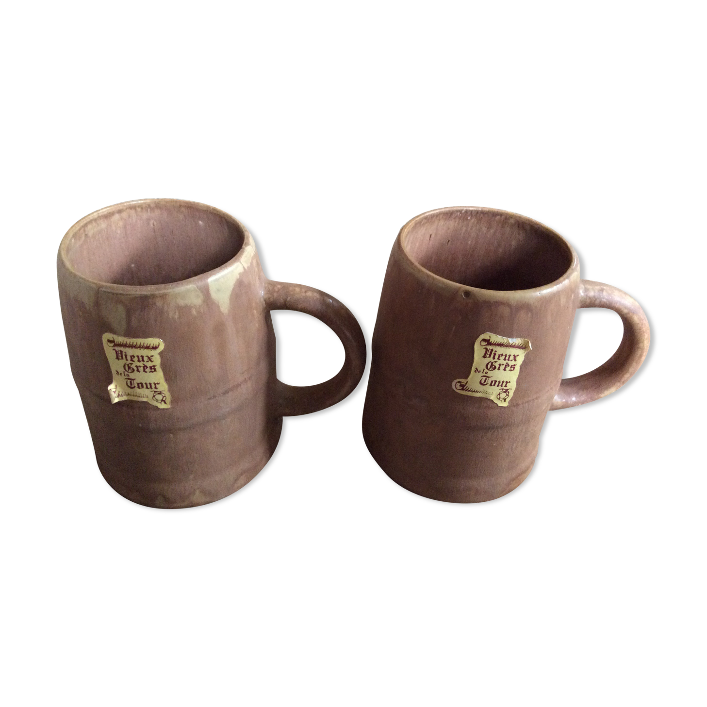 Series of 2 sandstone mugs