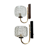Appliques murales vintage laiton et verre