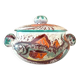 Soupière, plat, céramique émaillée Vallauris, poisson, crustacés, algues