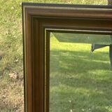 Large mirror with natural wood molding, gold fillet, beveled mirror, (La Gatvinière)