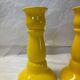 Set of 2 vintage yellow ceramic candle holders