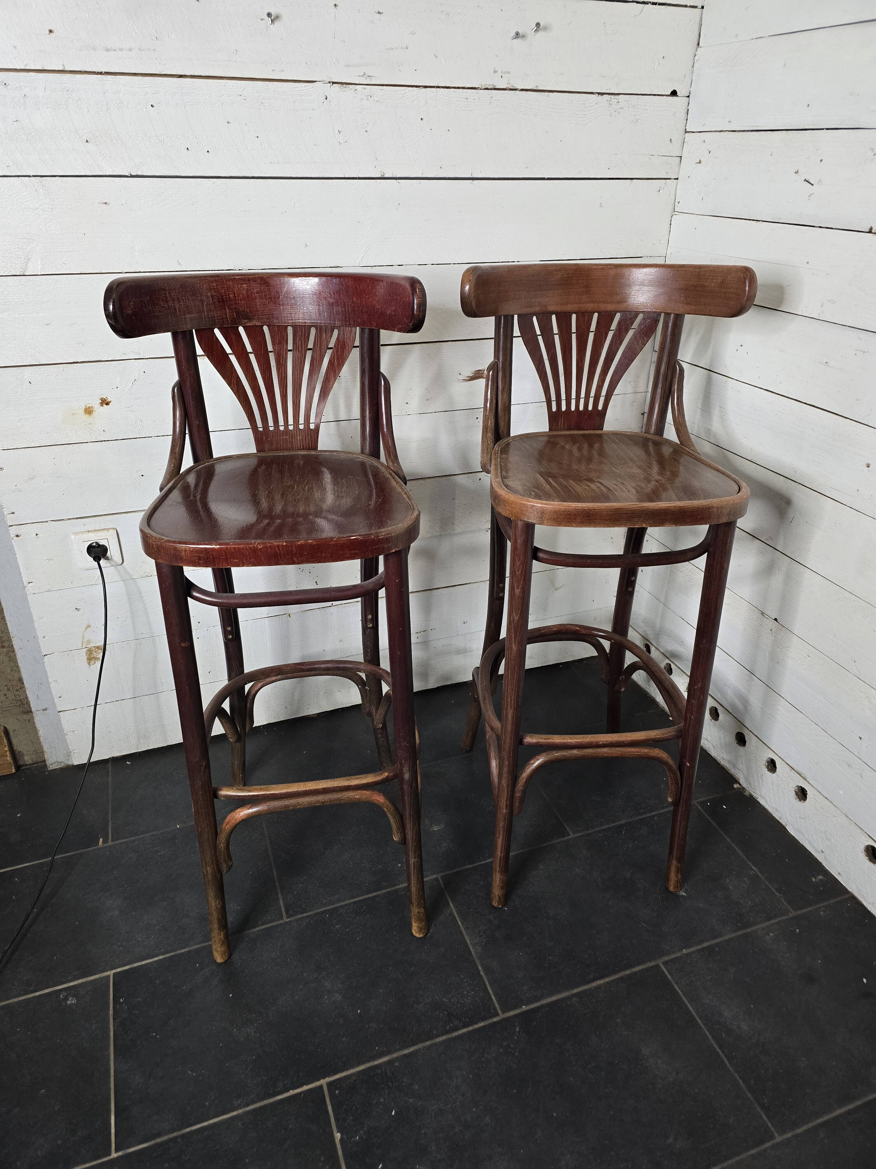 Pair of bistro stools with backrest