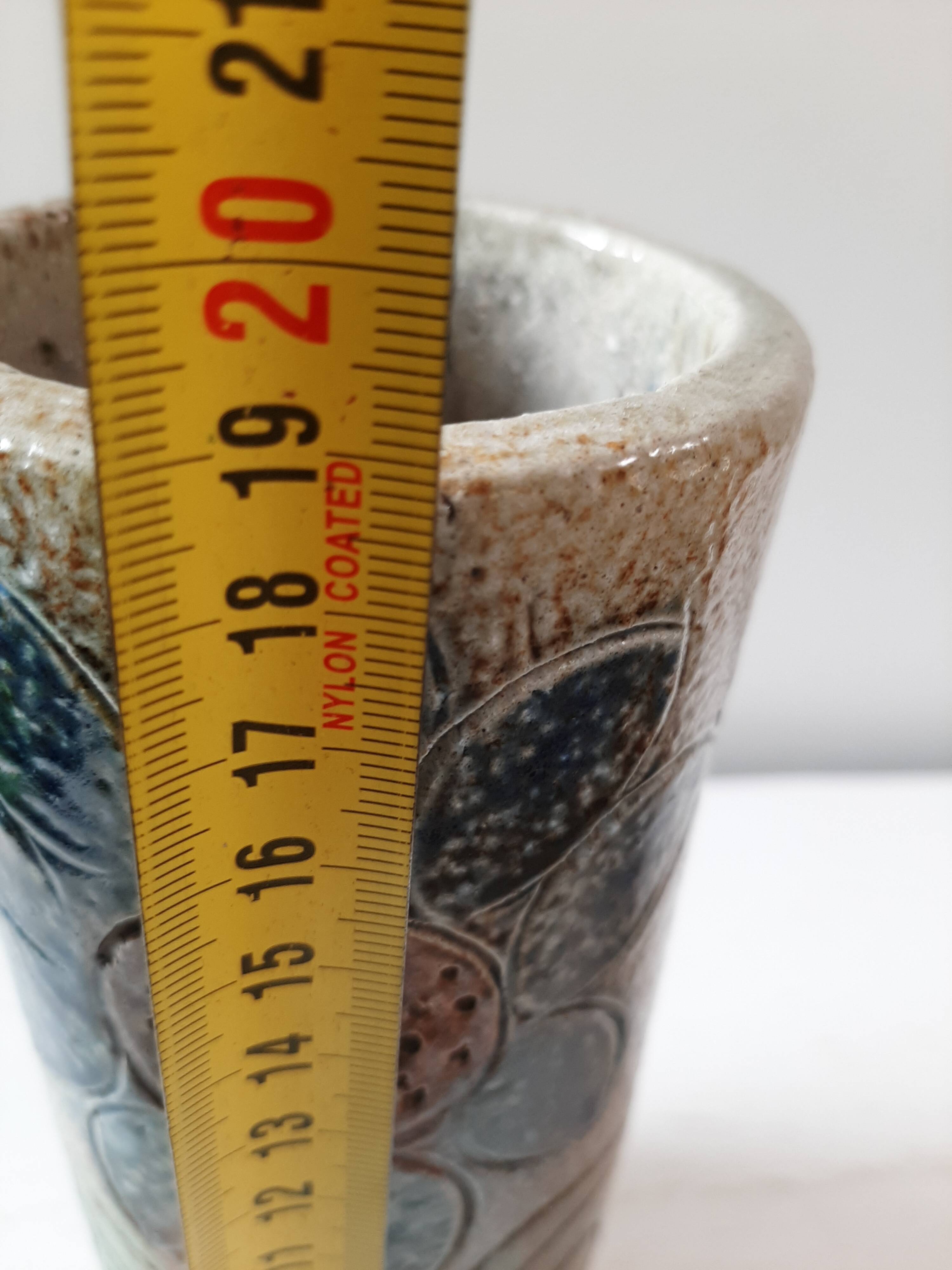 Jean Claude Monange stoneware scroll vase