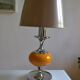 Vintage lamp base yellow and chrome metal circa 1970