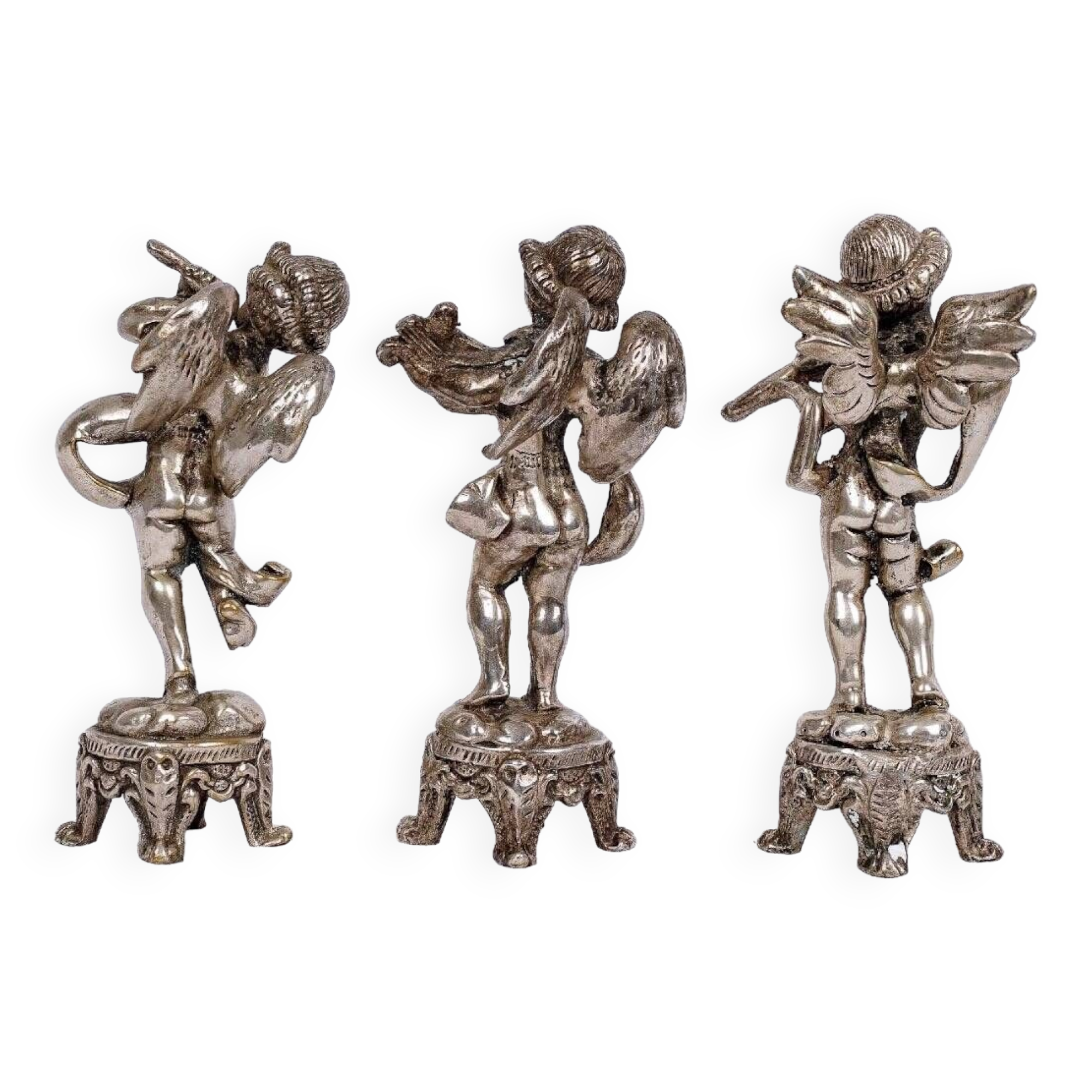 Set of three musician cherubs in cast lead - period: 20th century