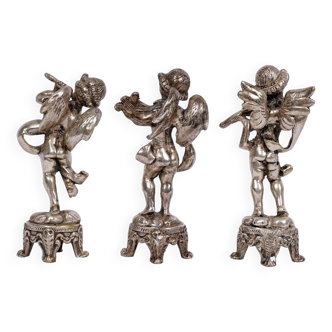 Set of three musician cherubs in cast lead - period: 20th century