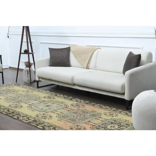 1970s Vintage Turkish Hand-Knotted Wool Cotton Orange Runner Rug 120x348