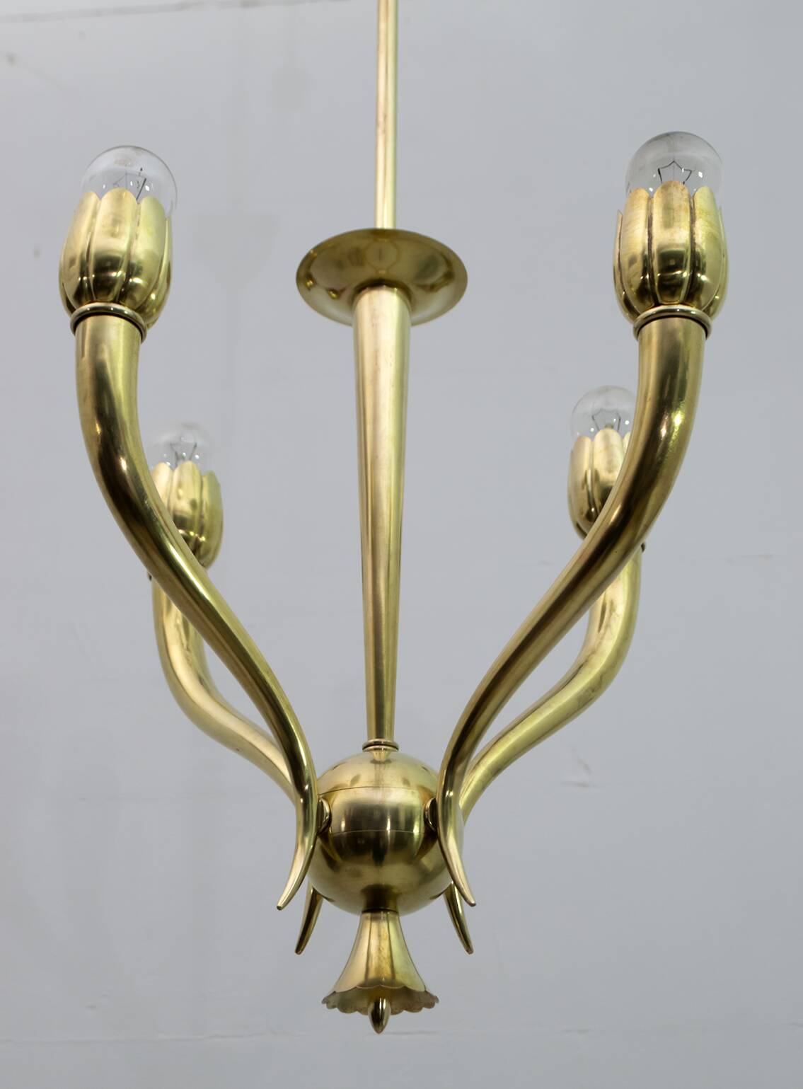 Art Deco Italian Brass Chandelier, 1940s