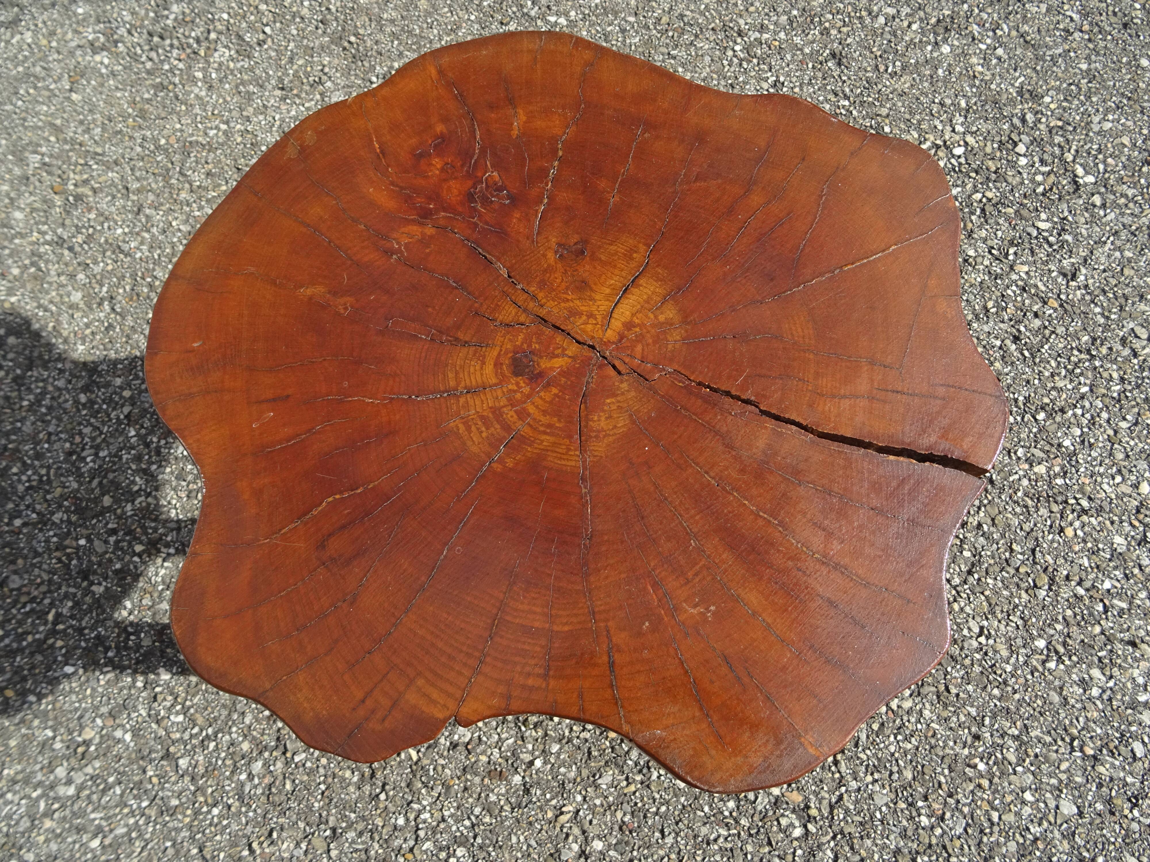 Brutalist style coffee table in vintage solid wood
