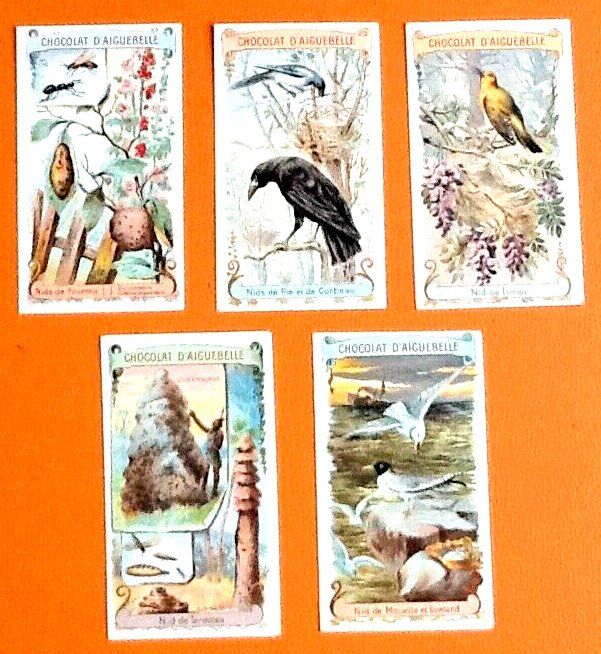 Set of 5 chromolithographs on Aiguebelle chocolate cardboard