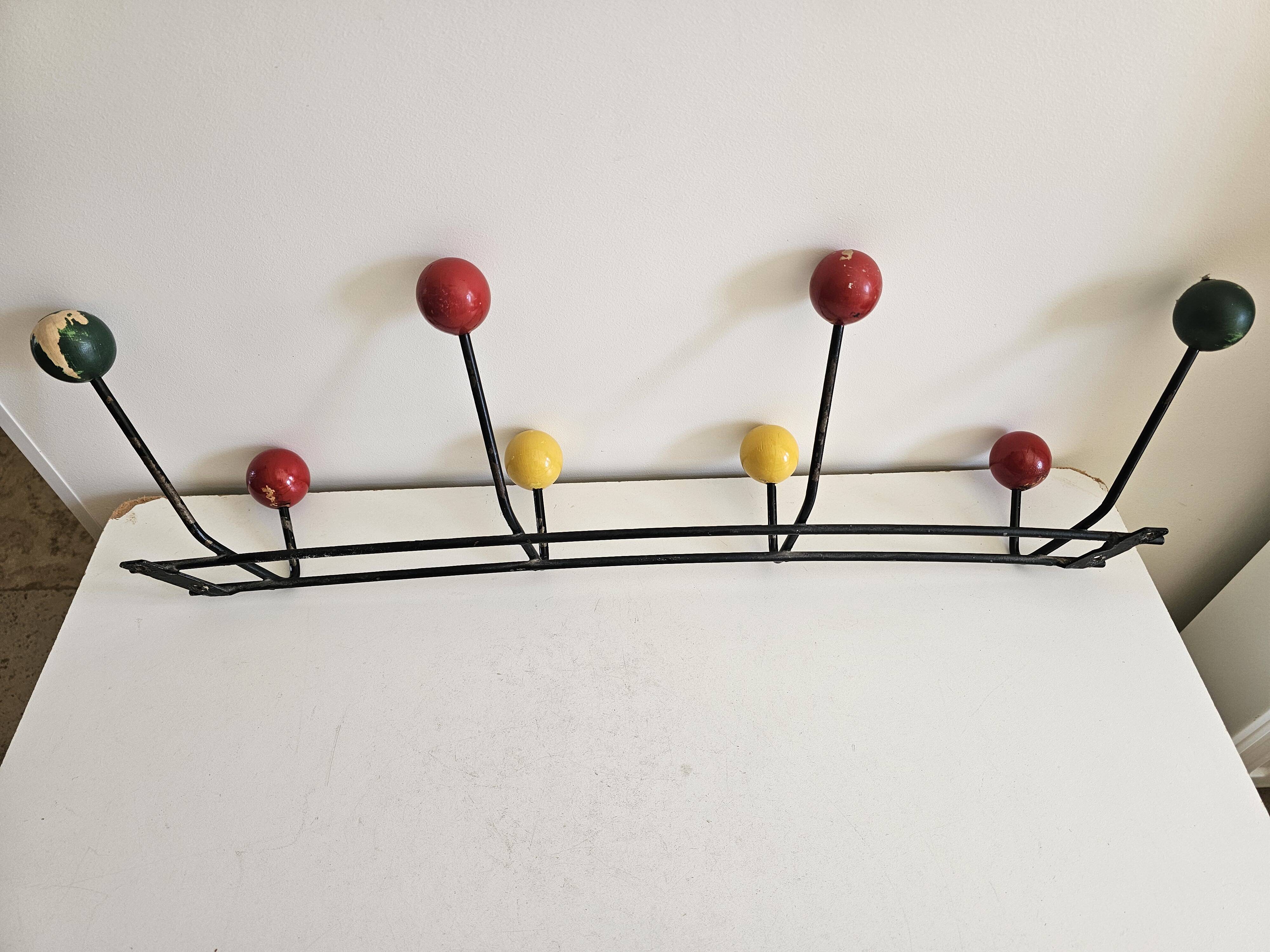 Porte manteaux 8 patères boules - Design Roger Feraud vintage Années 60's