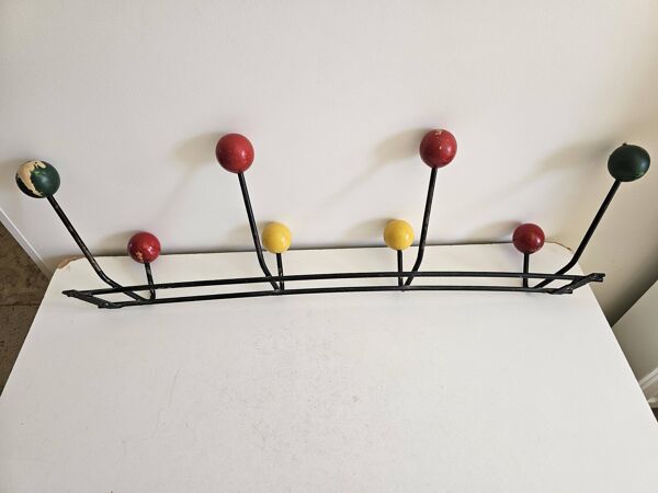 Porte manteaux 8 patères boules - Design Roger Feraud vintage Années 60's