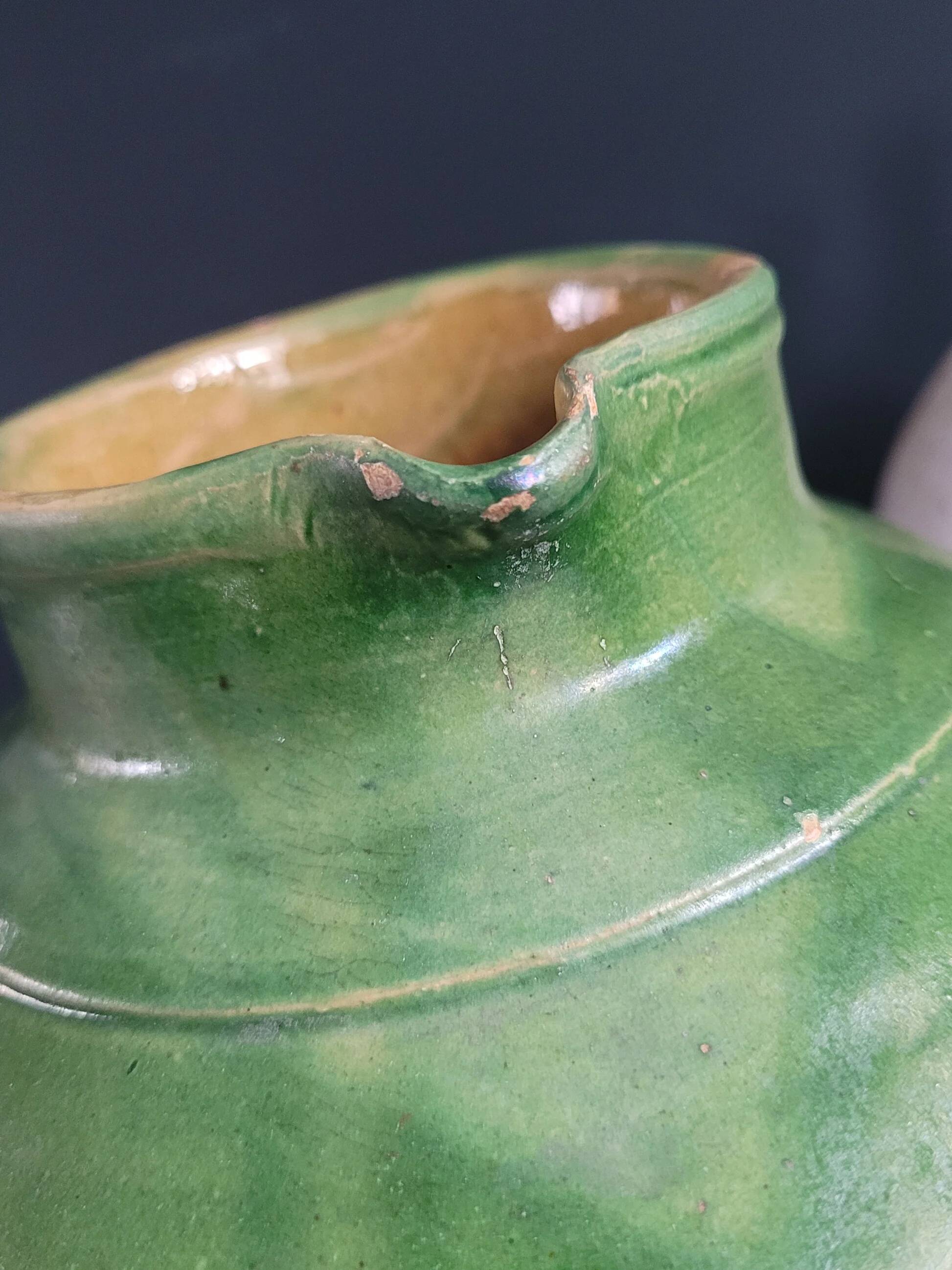 Green glazed terracotta jar