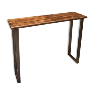 Console in solid acacia and steel legs