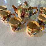 Vintage earthenware teapot and cup set