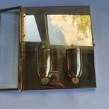Pair of wall sconces in gold-plated brass with bevelled glass, Italian.