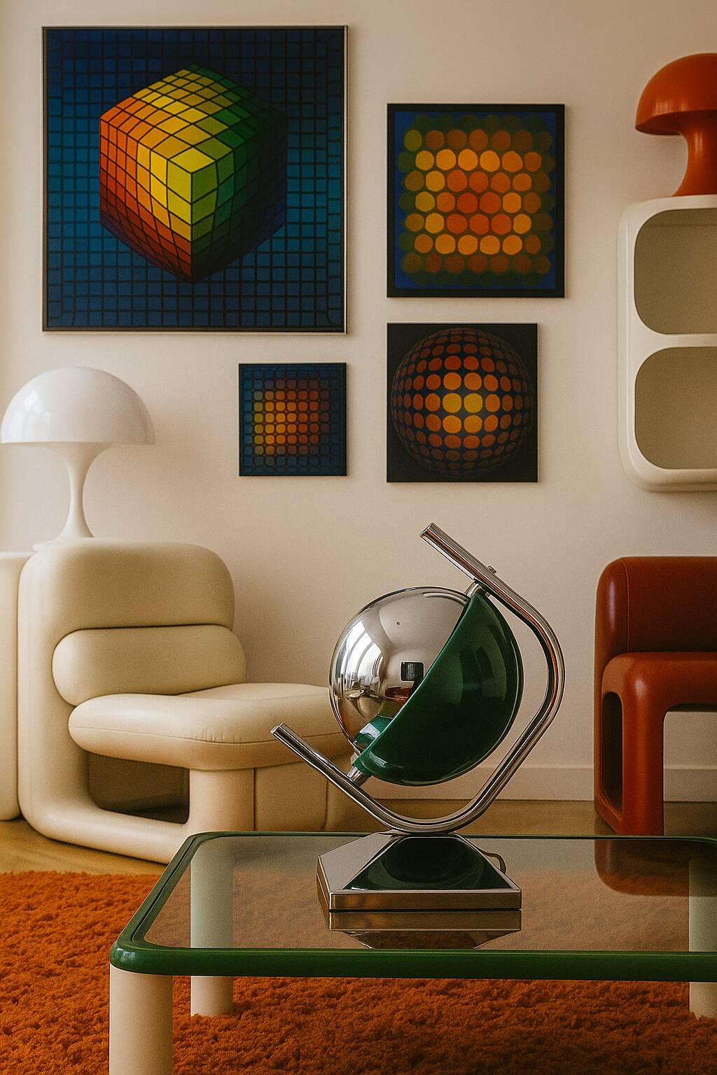 Lampe Eclips Eyeball par LP Oliva pour Grin Luz 1970s