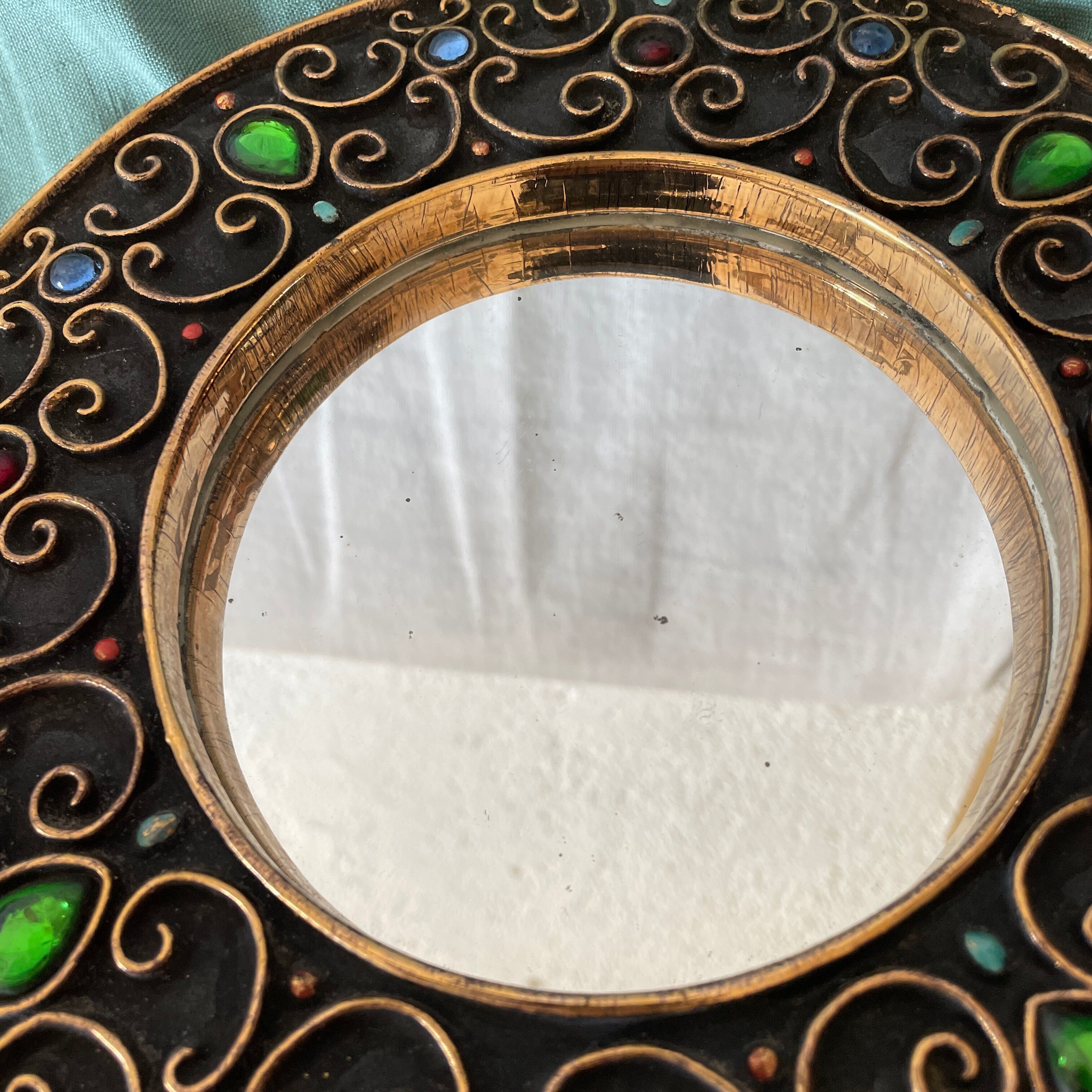 Ceramic mirror design vintage gilded 1960 hendrich thomas