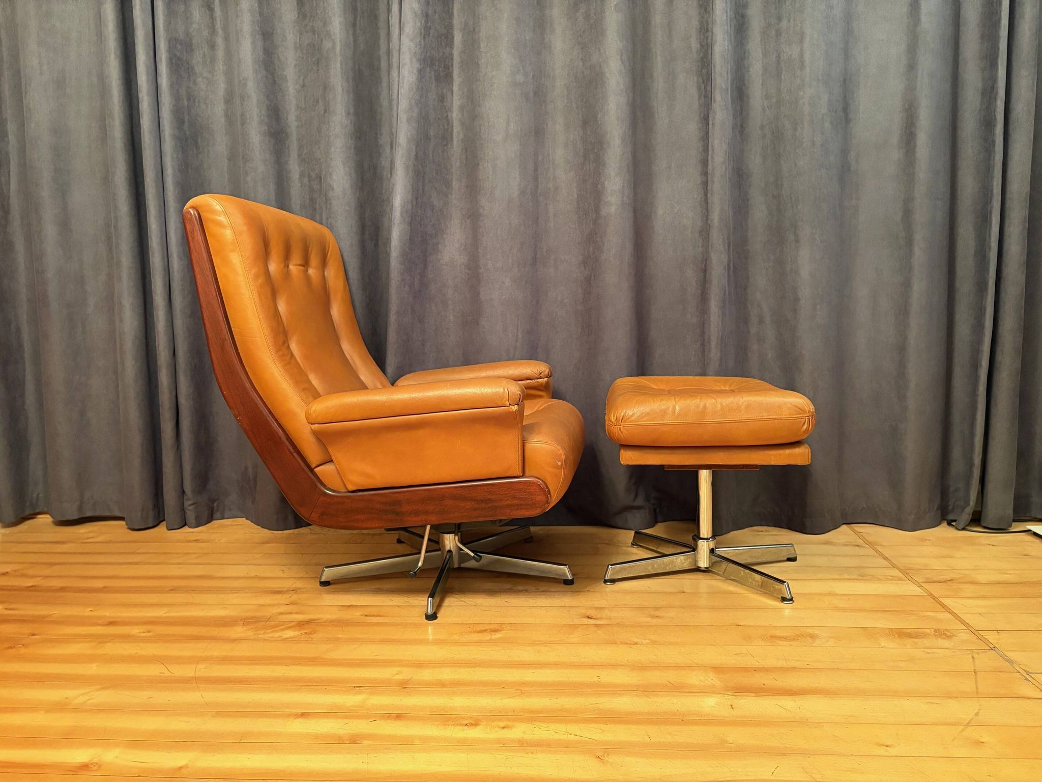 Armchair with footstool, By Ring Mebelfabrikk, Norway, 1960s