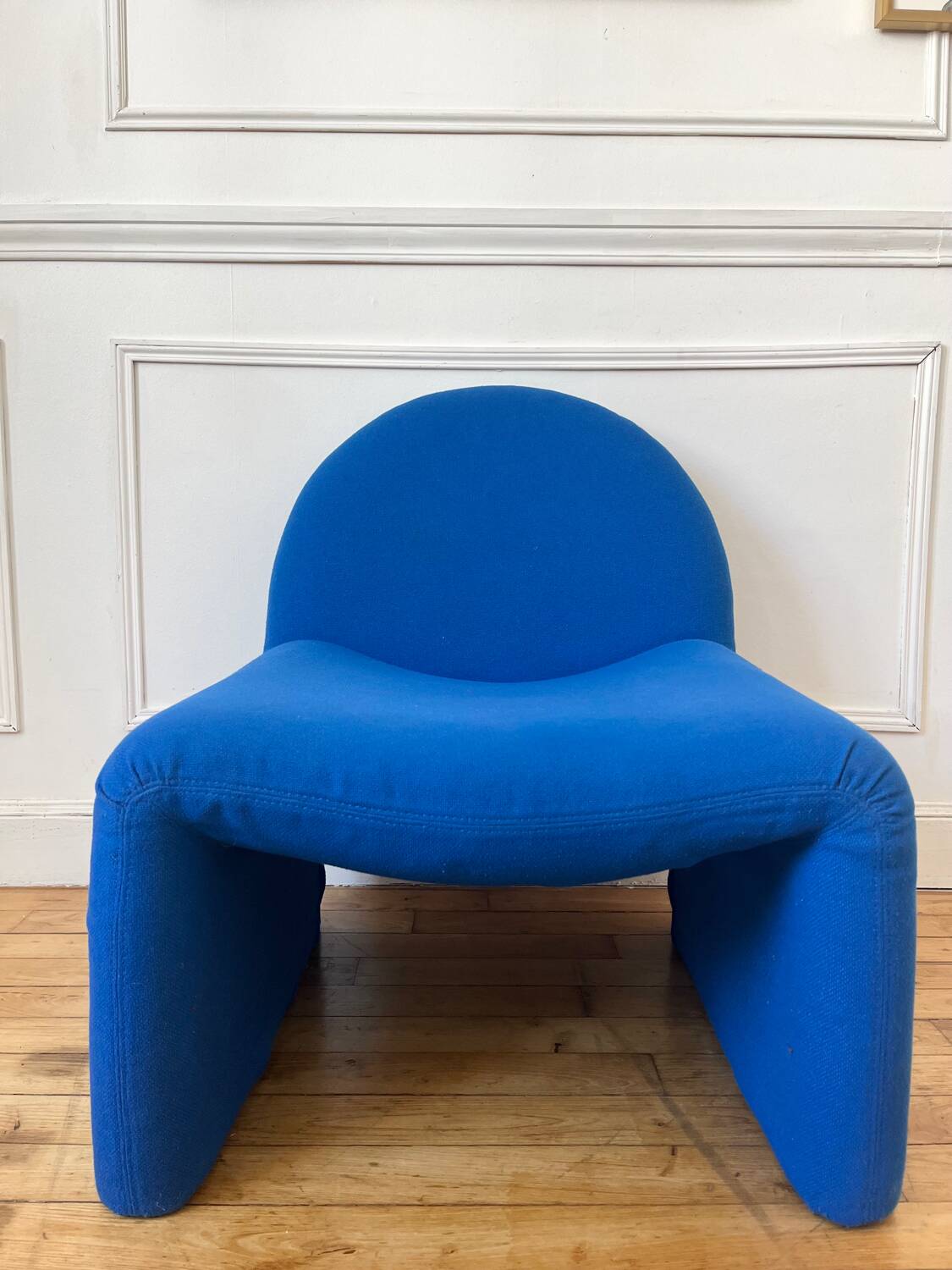 Vintage blue wool armchair
