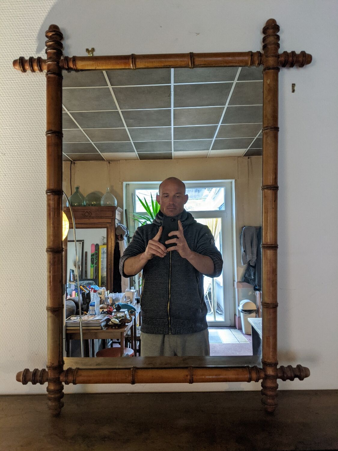 Miroir style bambou, 80x50 cm