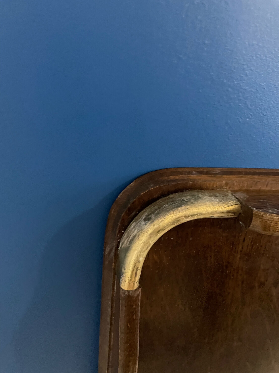 Wooden and brass serving tray