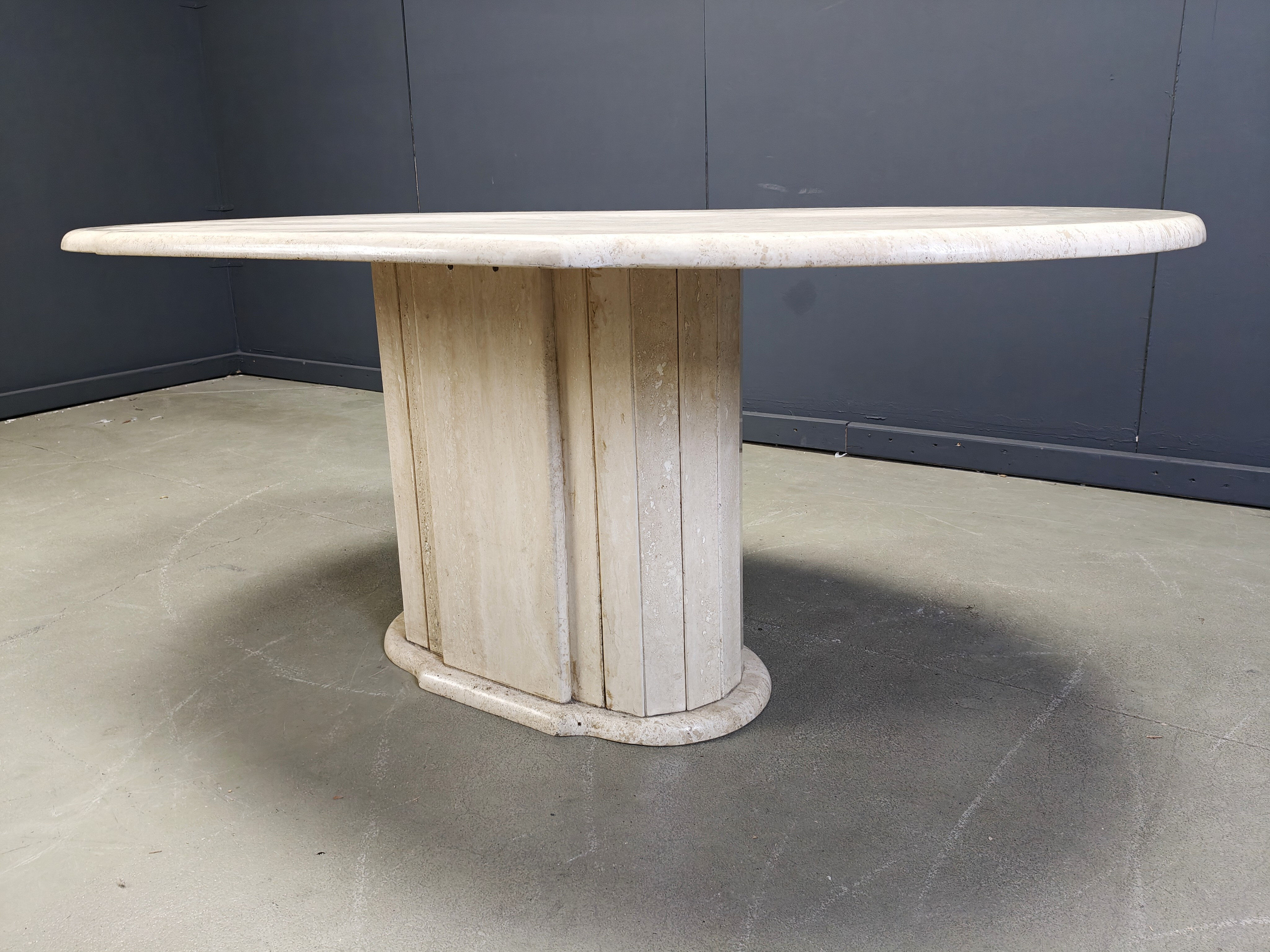Vintage oval travertine dining table, 1970s
