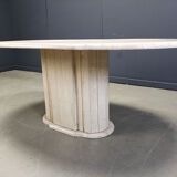 Vintage oval travertine dining table, 1970s