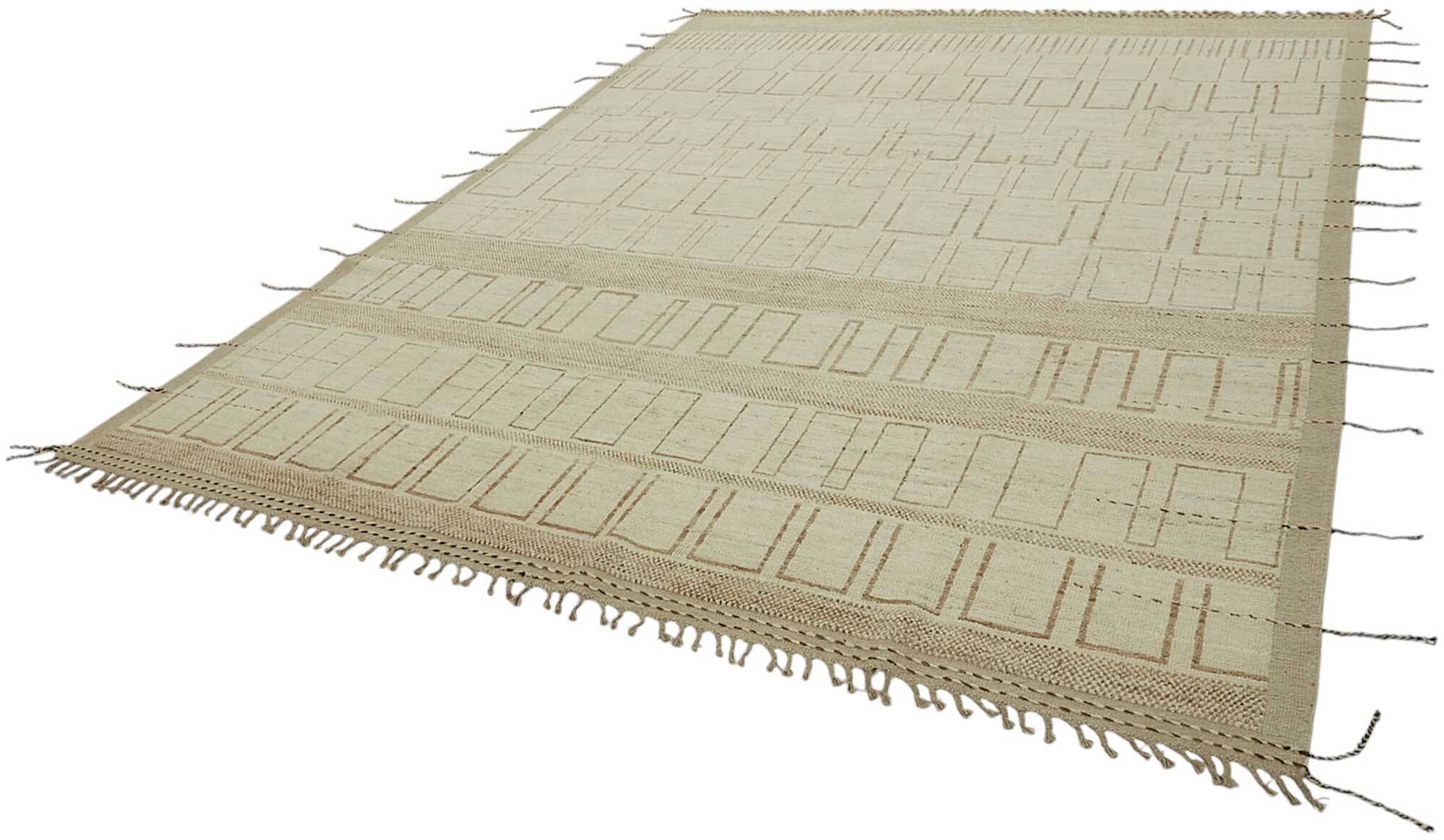 Hand-Knotted Turkish Contemporary 277 cm x 373 cm Beige Wool Carpet