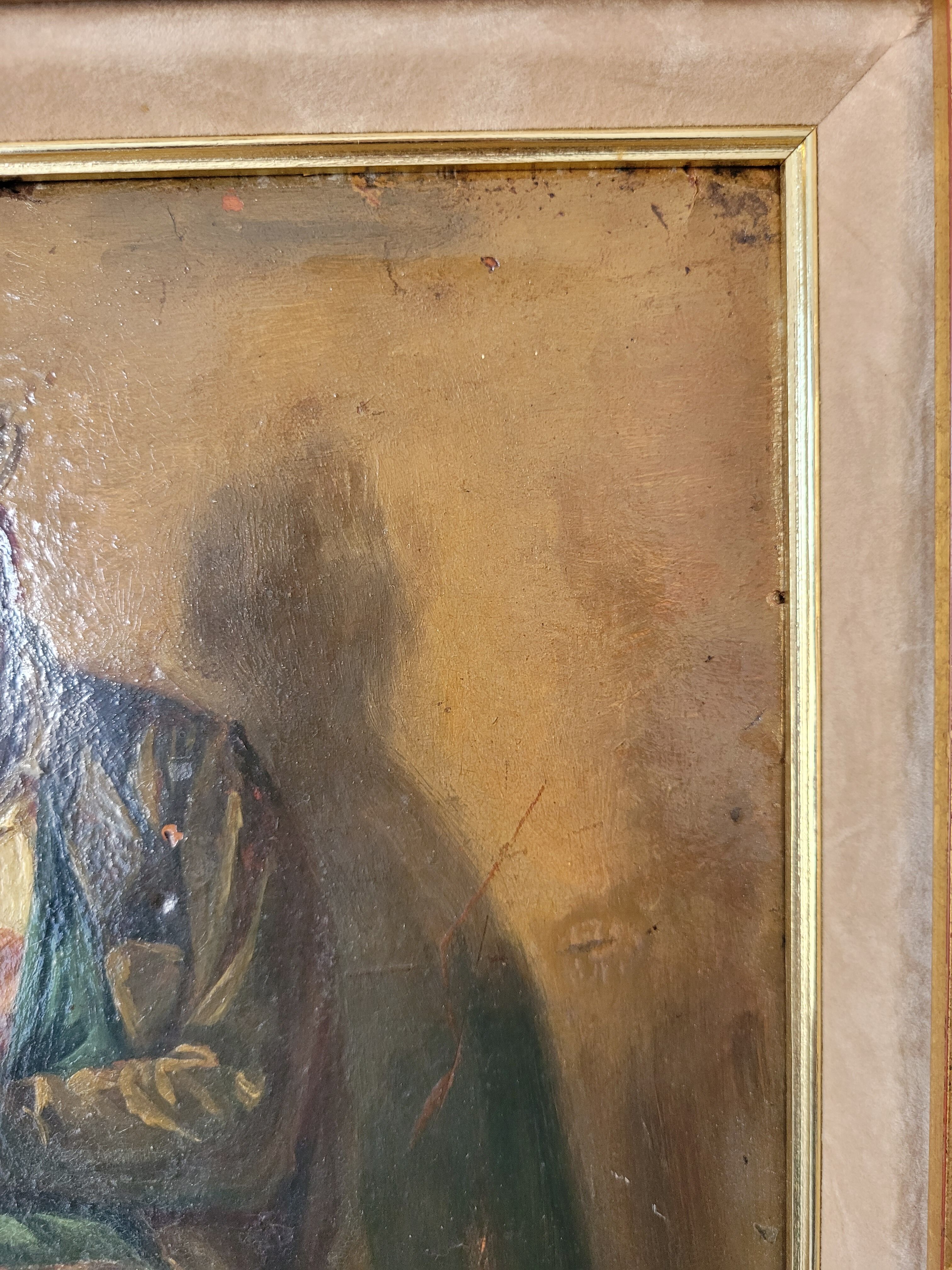 Old peasant with a hat painting