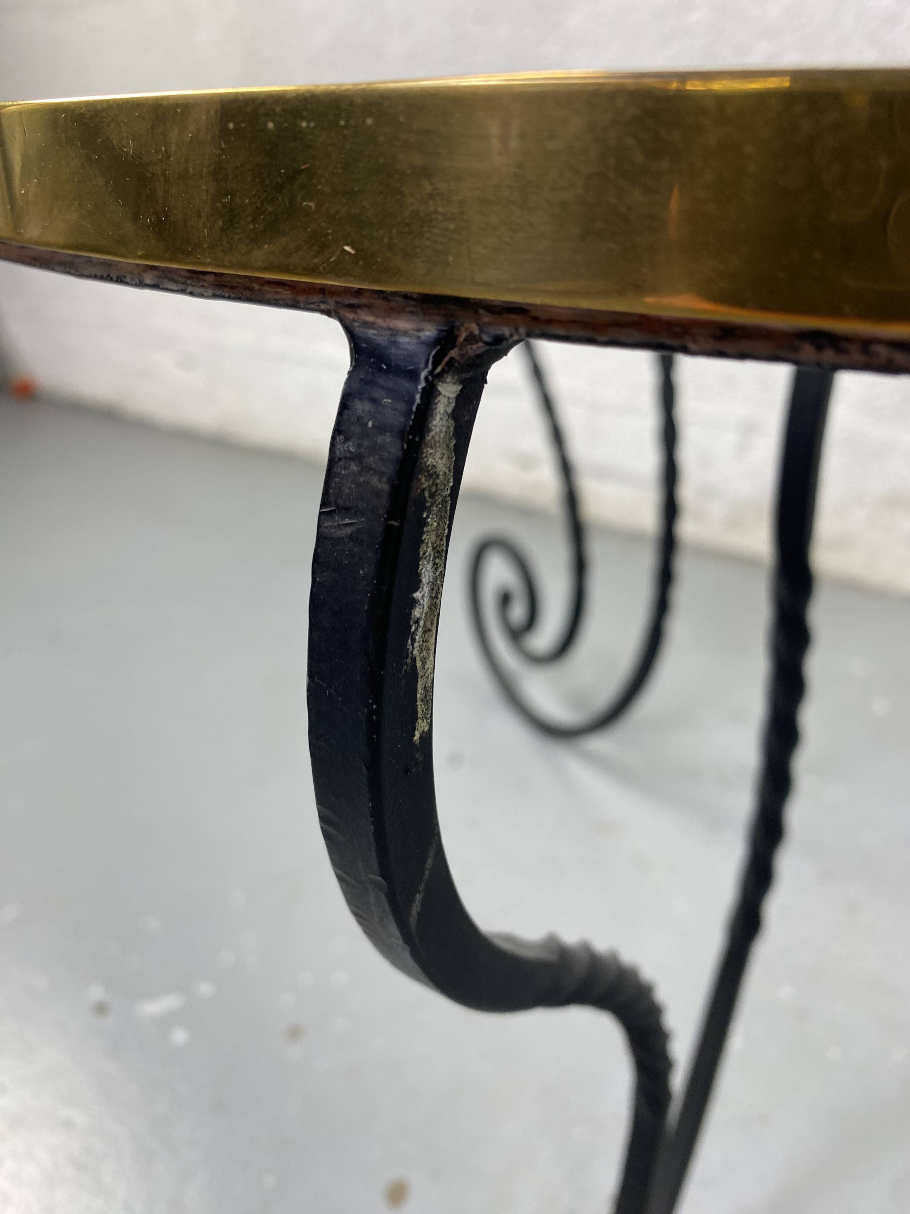 Wrought iron coffee table and glass top