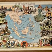 Old poster map of Indochina and Insulindia - JP Pinchon - 1940