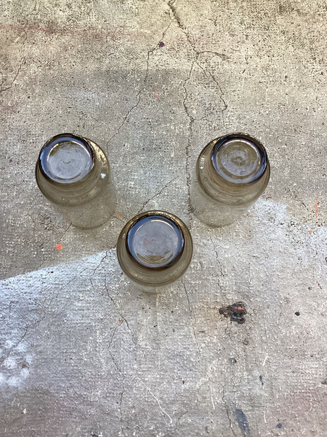 3 vintage glasses in smoked glass