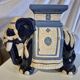Ceramic XL plant stand 43cm Elephant bleu white