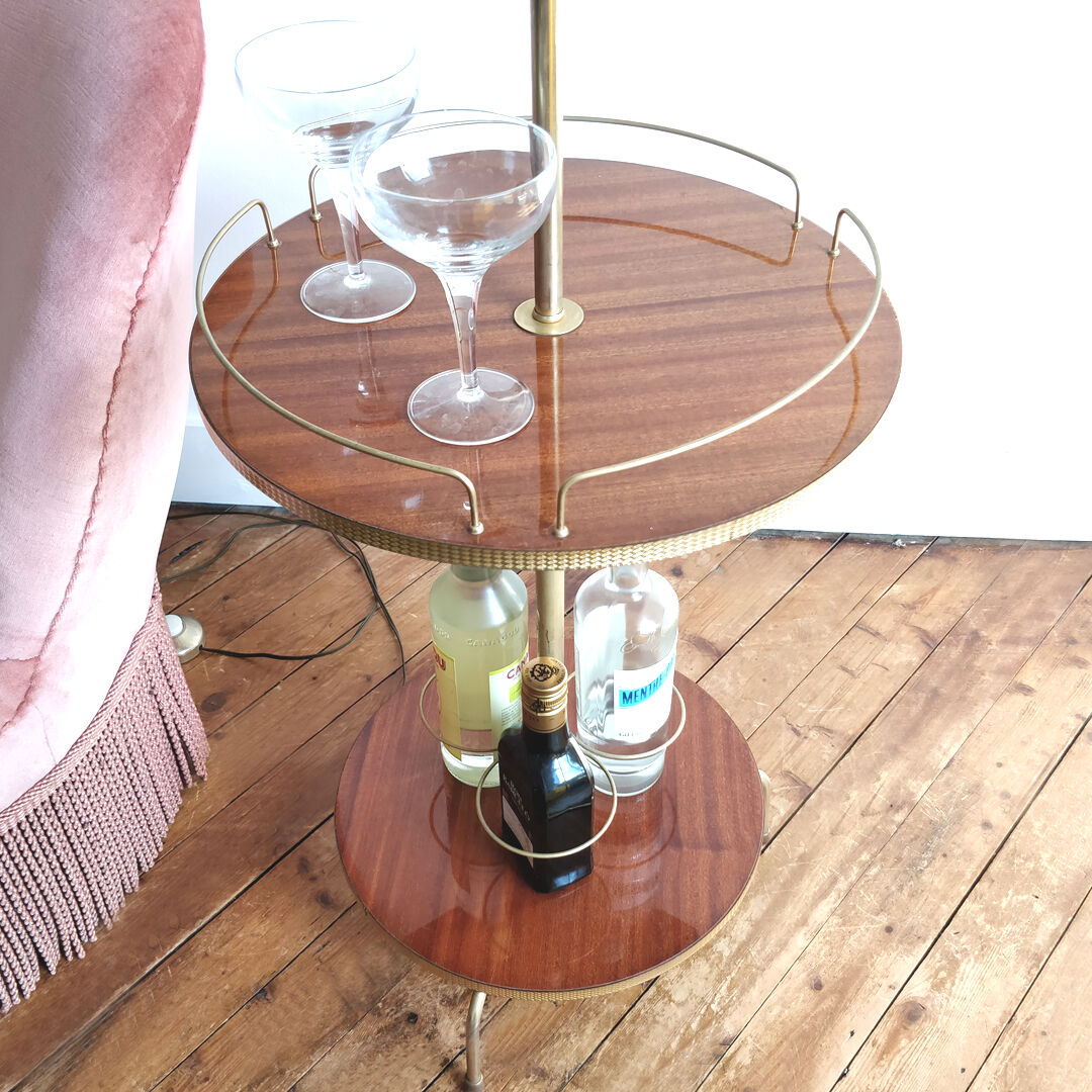 Lampadaire bar vintage formica et doré