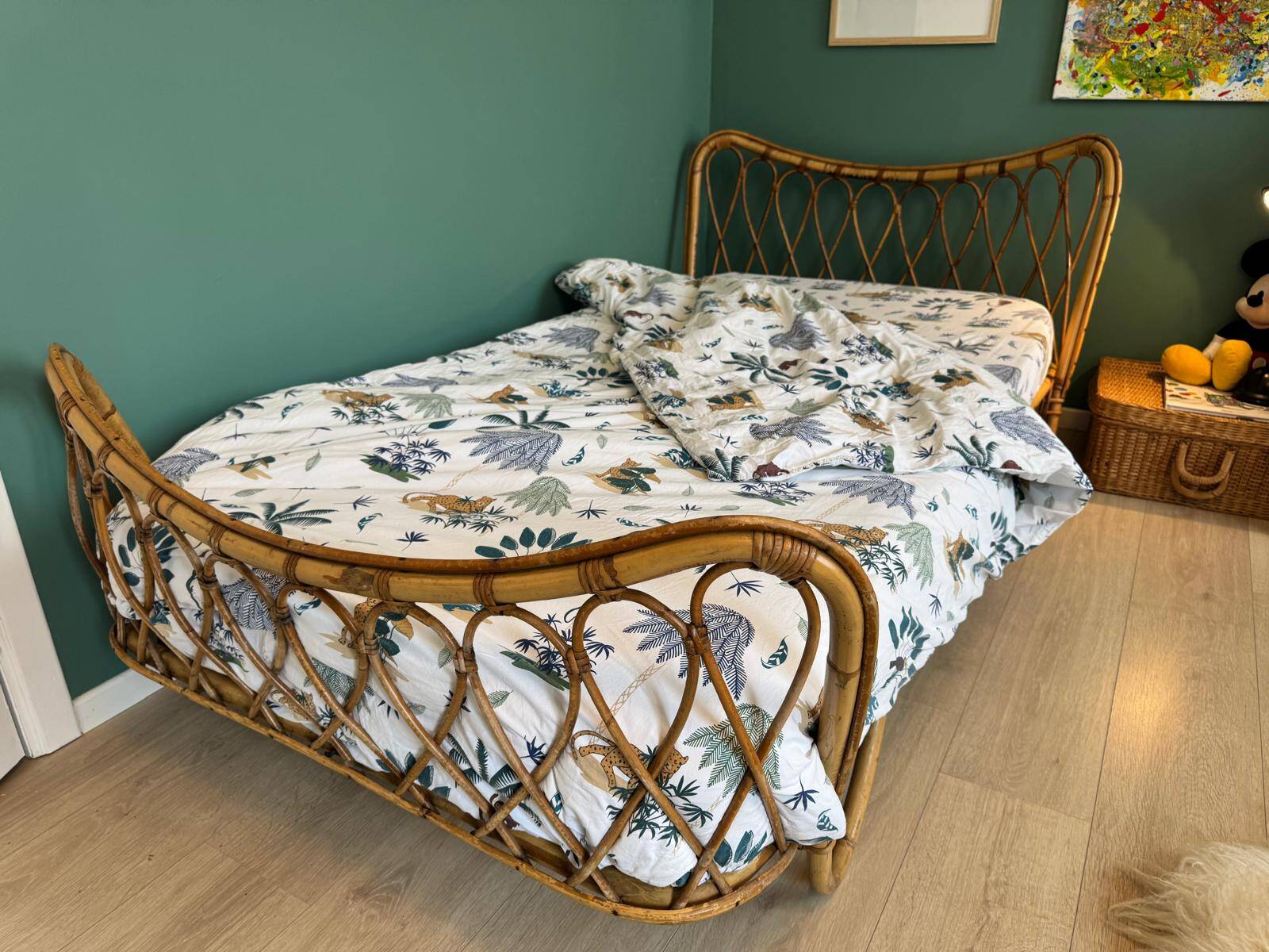 Vintage rattan bed